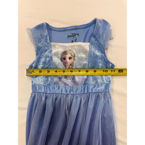 Disney Frozen II Elsa Nightgown Girls Size 6/6X Blue Velvet Tulle Gown - Picture 6 of 7